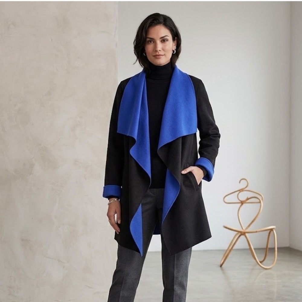 Lafayette 148 | Contrast Open Front Wool Angora Jacket Size M